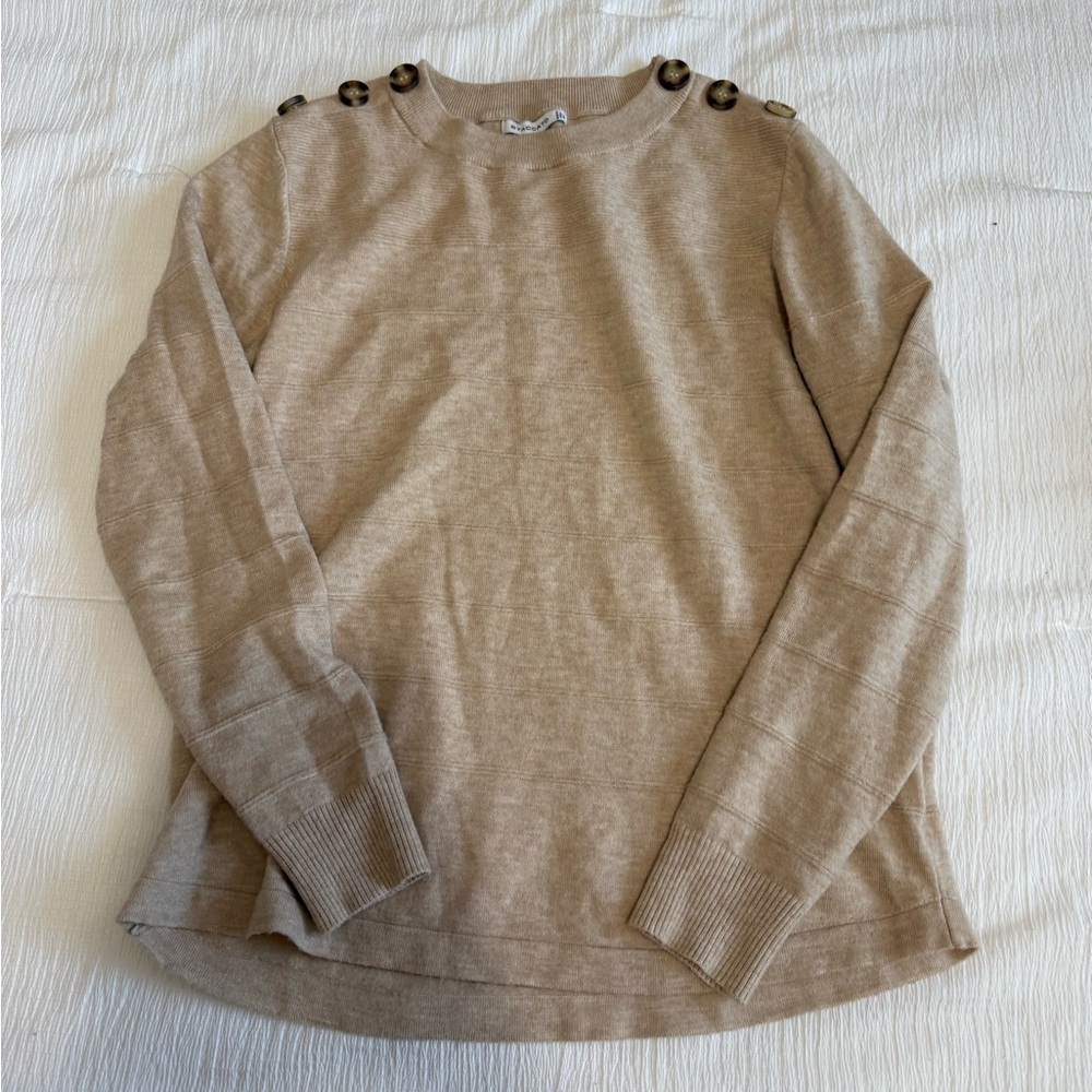 Staccato Tan Crew Neck Sweater Soft Knit